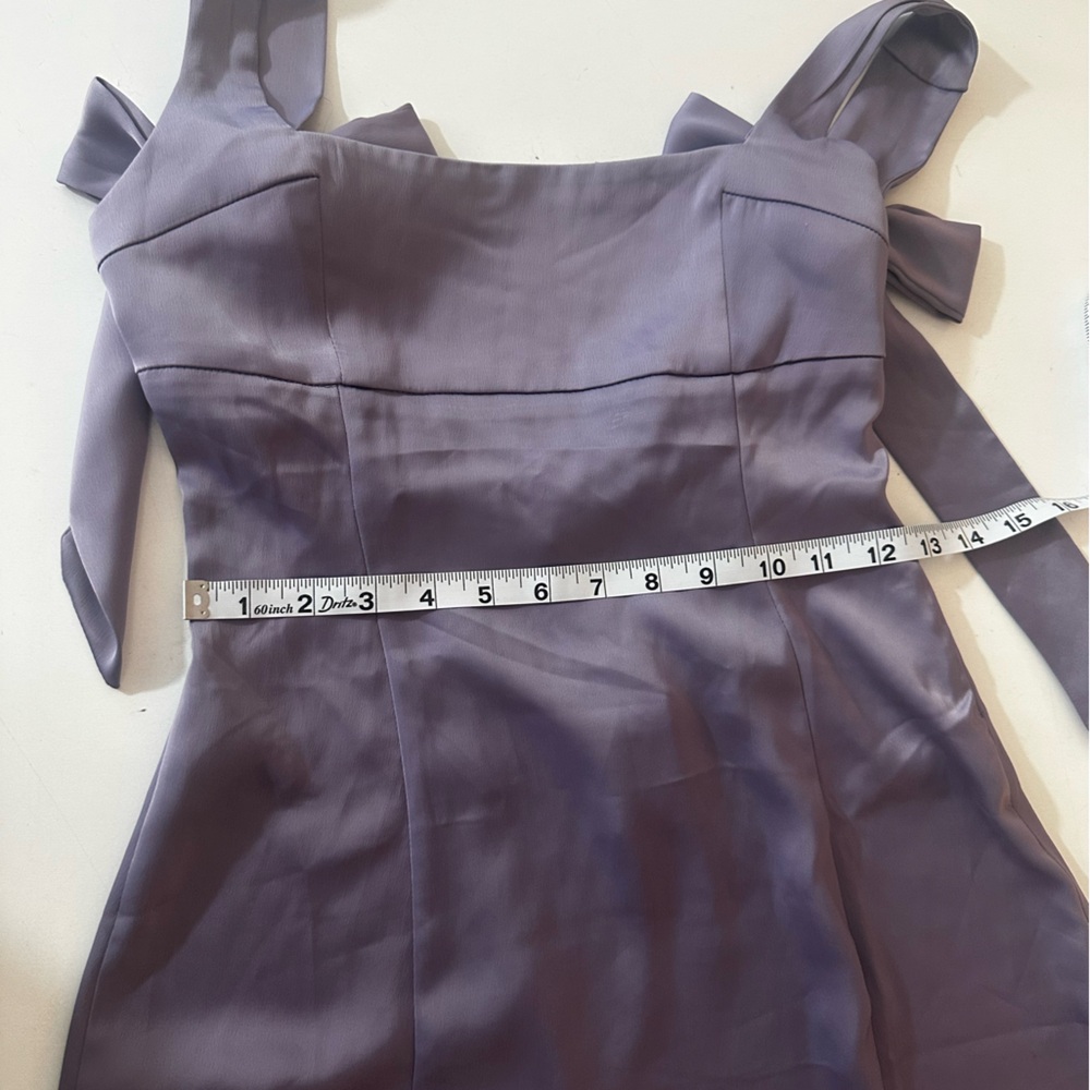 Urban Outfitters Lavender Bri Double Bow SleekSatin Square neck MiniDress NWT XS - Picture 12 of 16